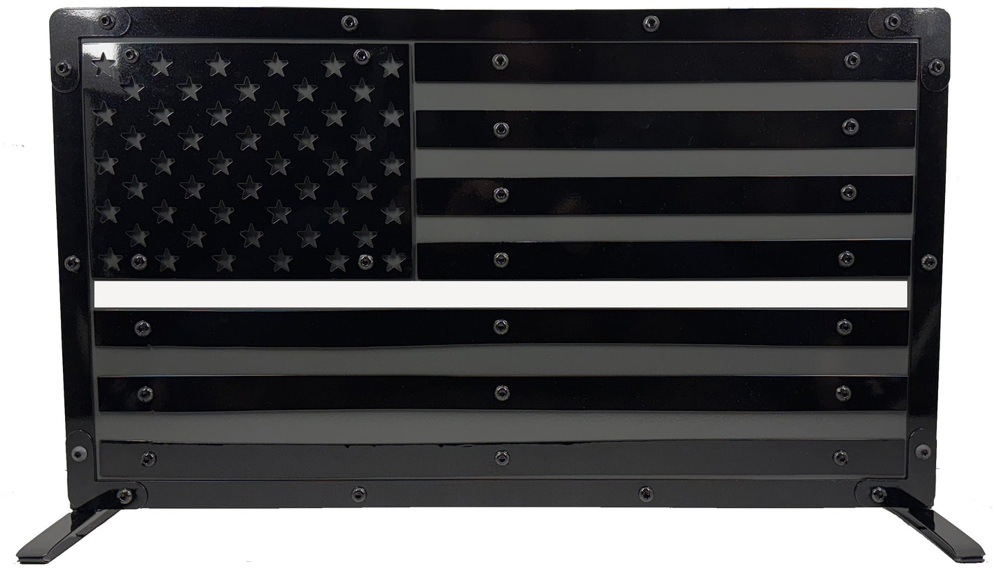 Heavy Duty Metal U.S. Flag "Black Out"