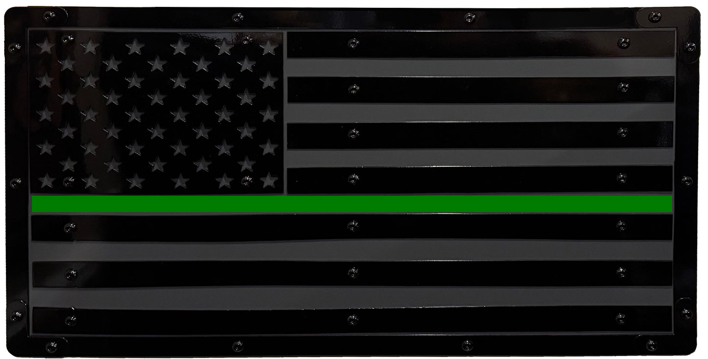 Heavy Duty Metal U.S. Flag "Black Out"