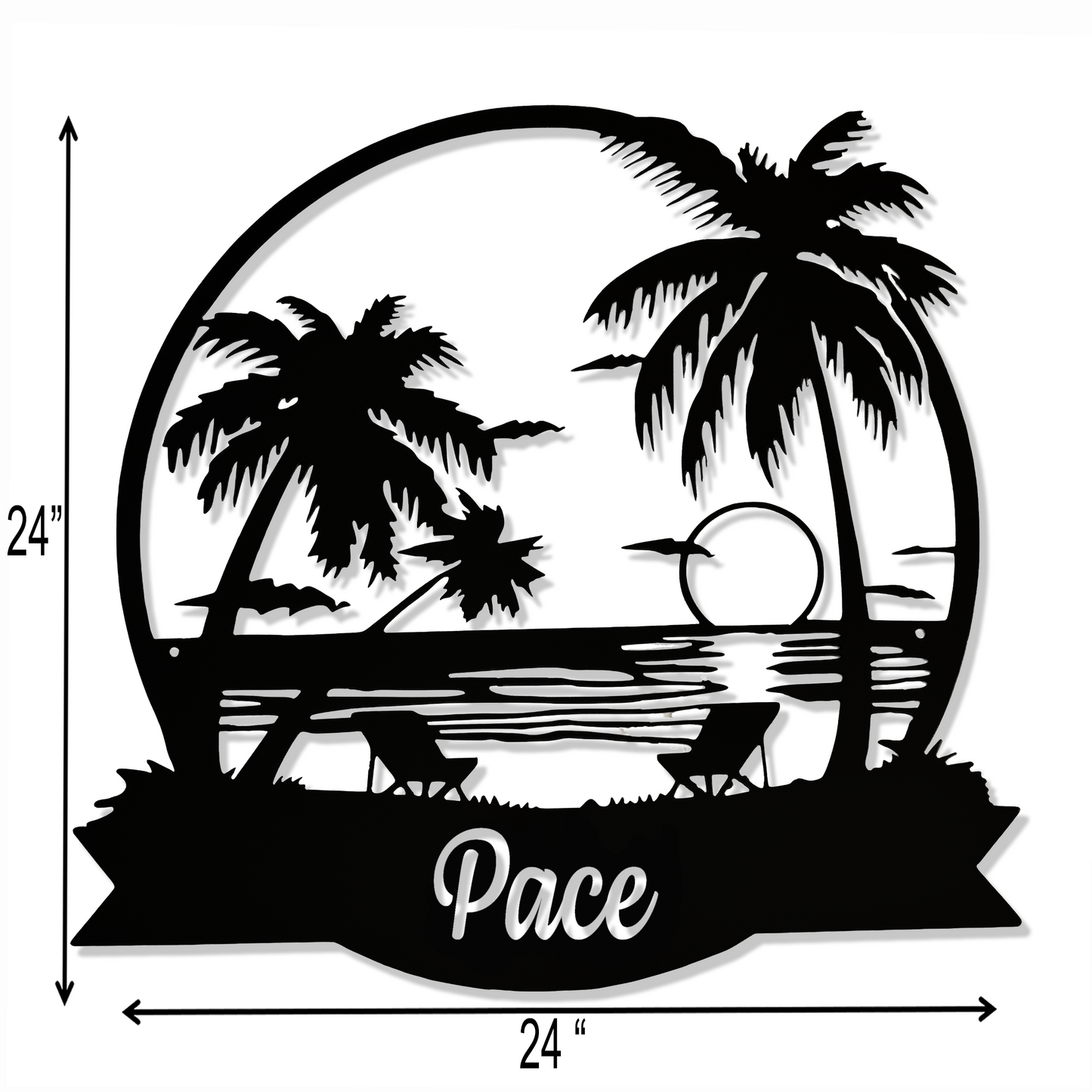 Palm Trees with Custom Last Name - Wall Art