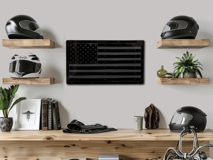 Heavy Duty Metal U.S. Flag "Black Out"