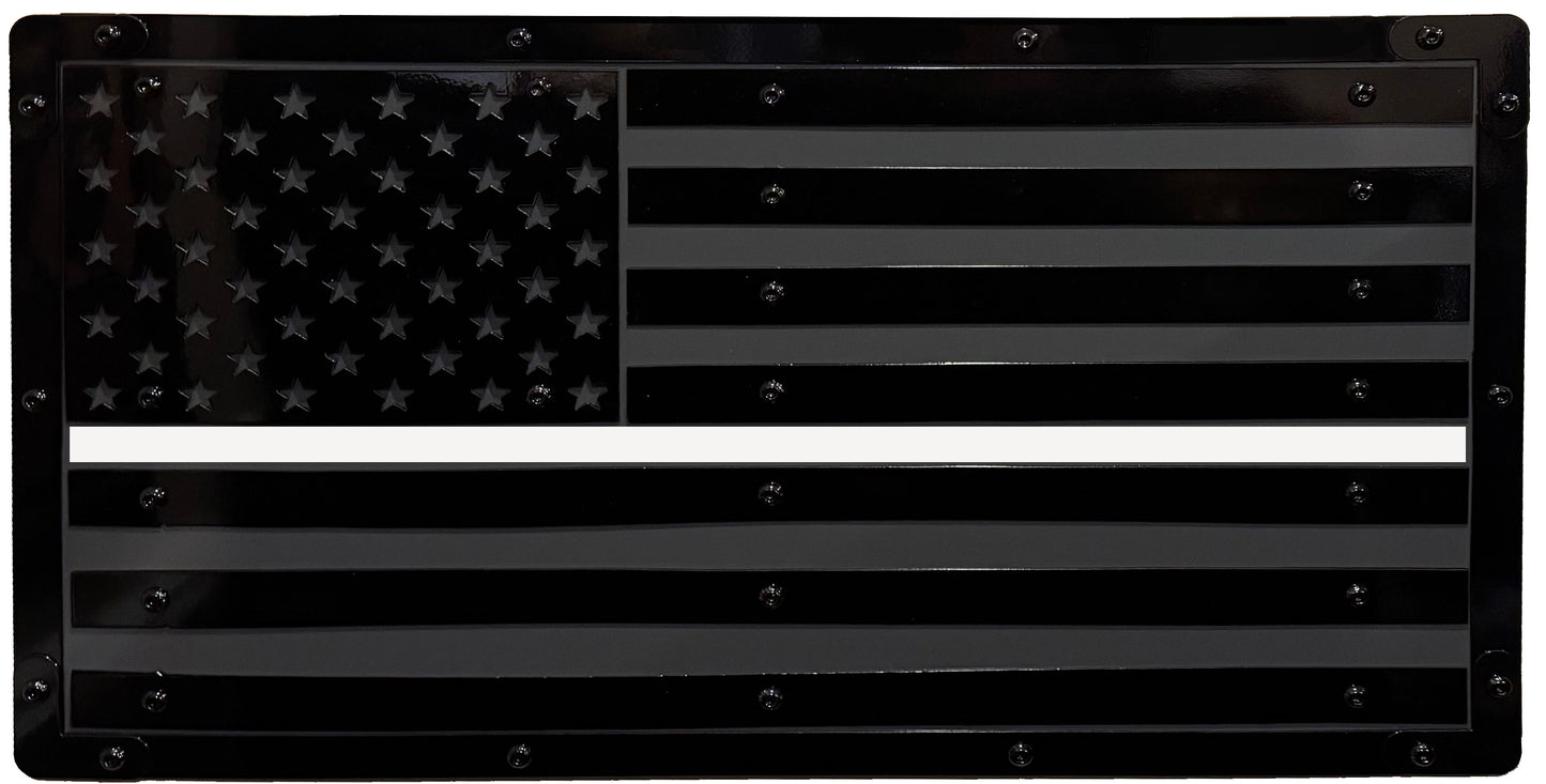 Heavy Duty Metal U.S. Flag "Black Out"