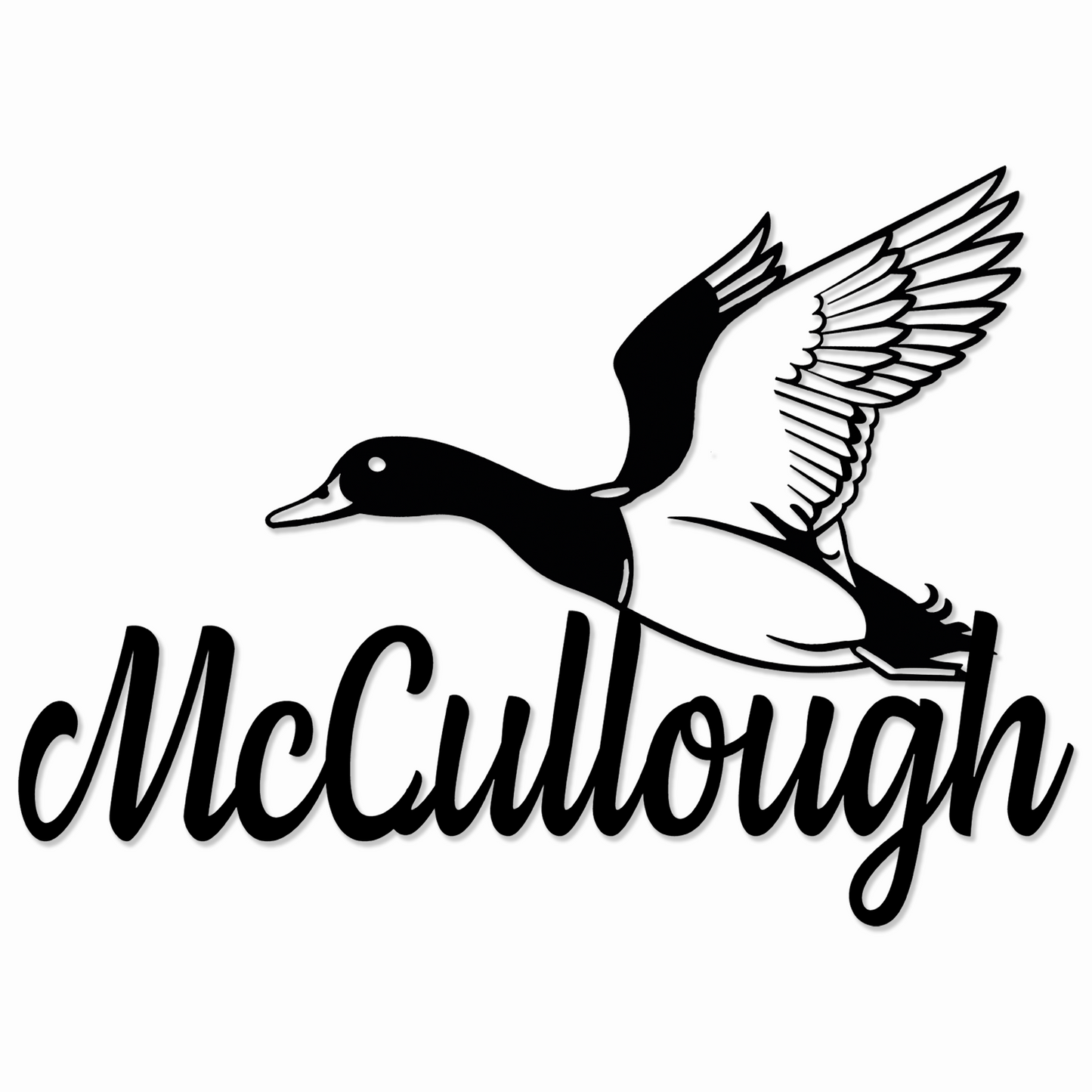 Flying Duck with Custom Last Name - Wall Art