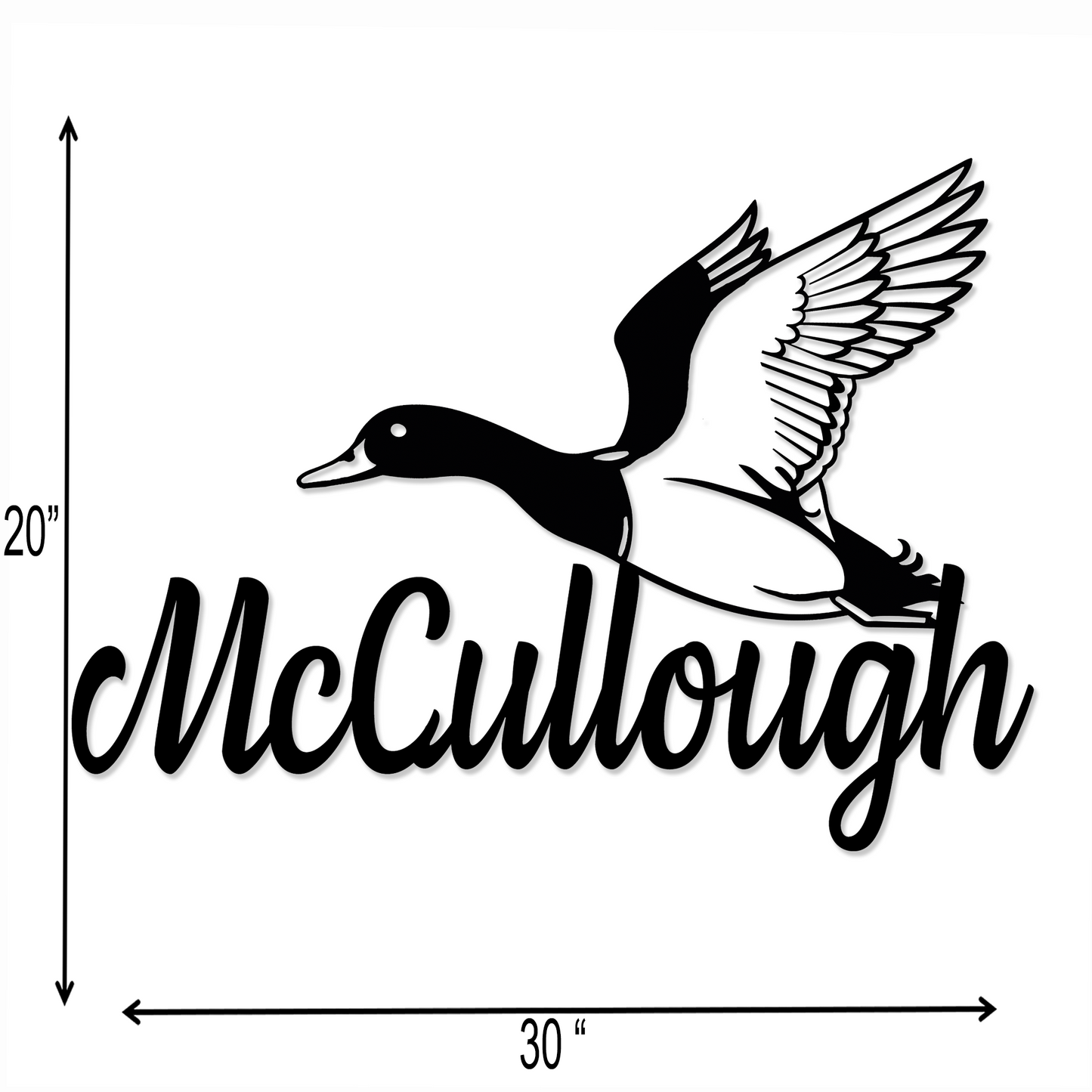 Flying Duck with Custom Last Name - Wall Art