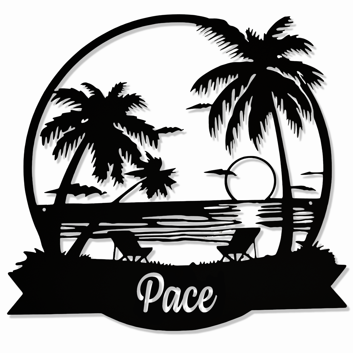 Palm Trees with Custom Last Name - Wall Art