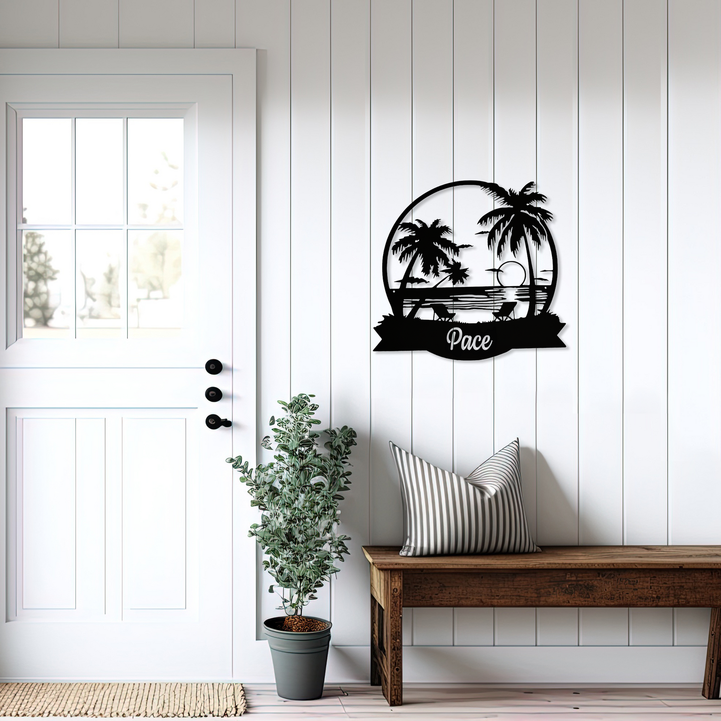 Palm Trees with Custom Last Name - Wall Art