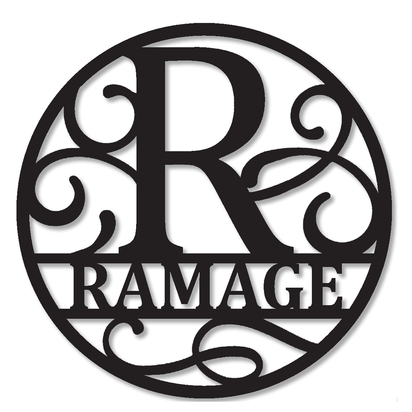 Decorative Circle with Last Initial and Name - Wall Art