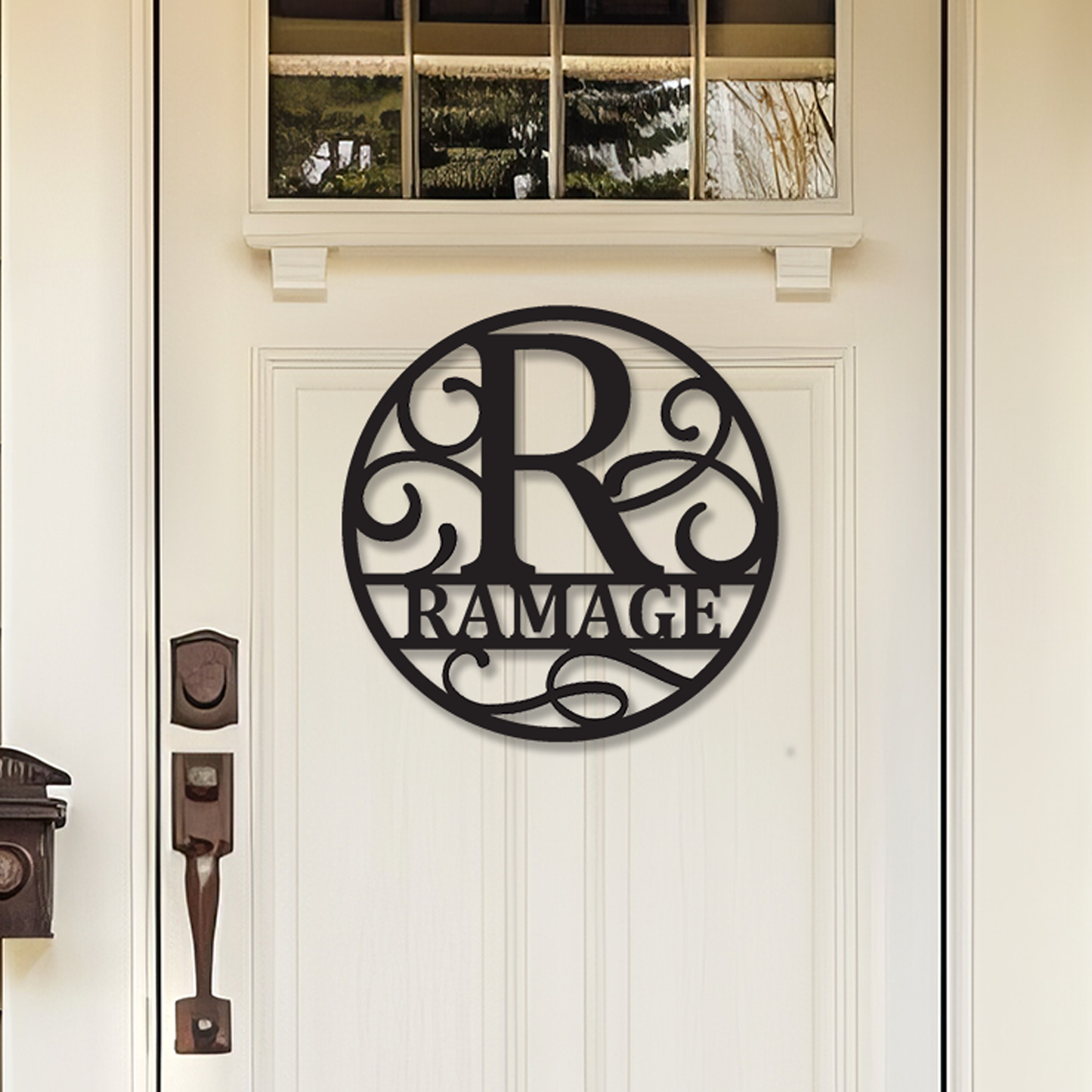 Decorative Circle with Last Initial and Name - Wall Art